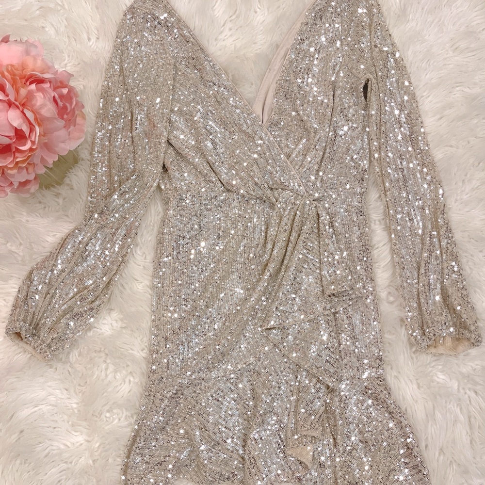 Cece Sequin Wrap Dress